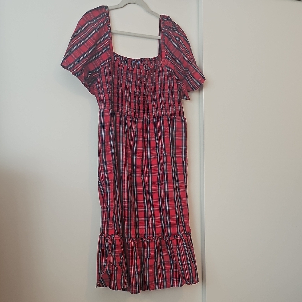 Draper James Red and Black Smocked Maxi Sundress